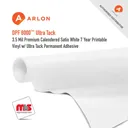 Arlon DPF 8000 Premium Calendered Satin White 7 Year Printable Vinyl w/ Ultra Tack Permanent Adhesive