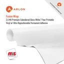 Arlon Fusion Wrap Premium Calendered Gloss White 7 Year Printable Vinyl w/ Ultra Repositionable Permanent Adhesive