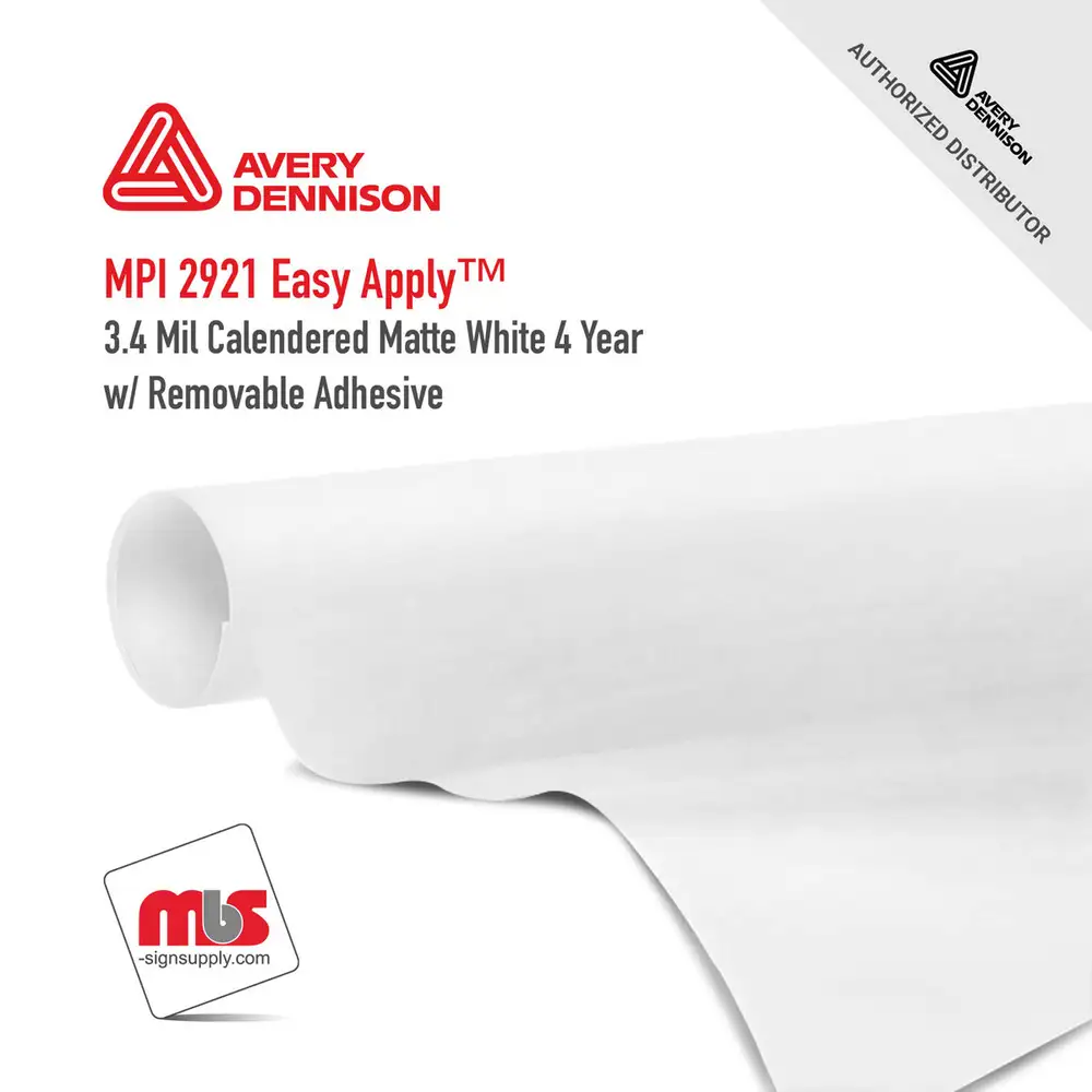 60" x 50 yards Avery MPI2921EZ Matte White 4 Years Long Term Unpunched 3.4 Mil Calendered (Color Code 102)