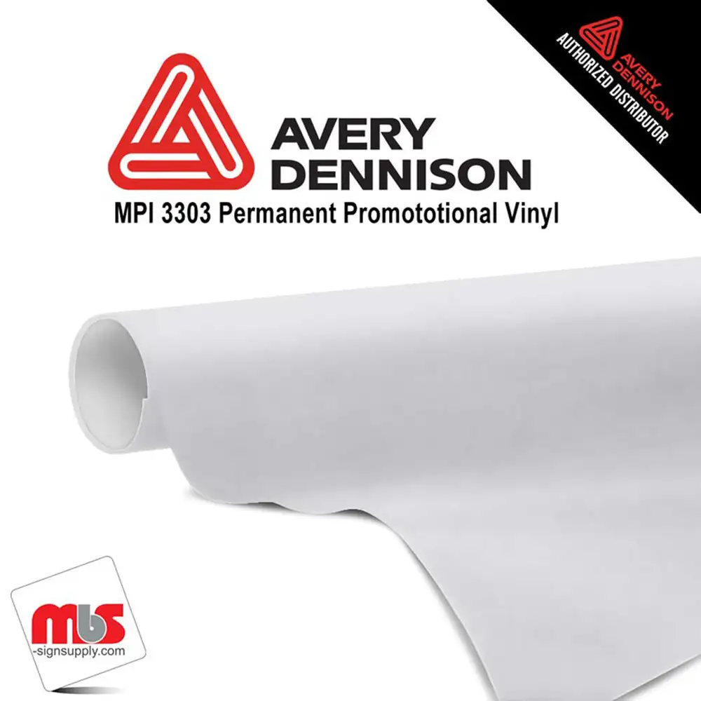 60" x 50 yards Avery MPI3303 Gloss White 4 Years Long Term Unpunched 3.0 Mil Calendered (Color Code 101)