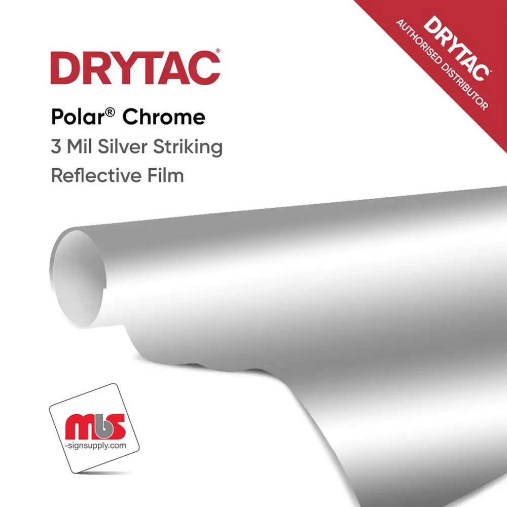 Drytac Polar Chrome Silver Striking Reflective Film w/ Permanent Adhesive