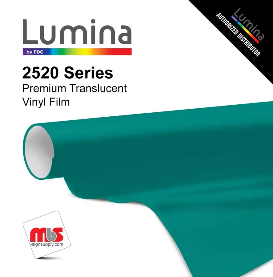 15" x 10 Yards Lumina® 2520 Gloss Teal 7 Year Unpunched 2 Mil Translucent Vinyl Film (Color Code 162)