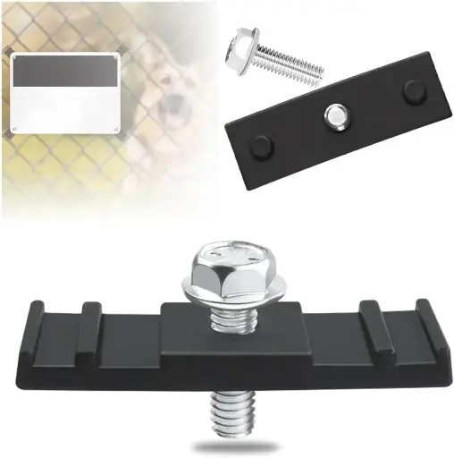 Black LinKlip Chain Link Fence Sign Mounts with 5/16-18 Flange Bolt - 3/8" Hole Required