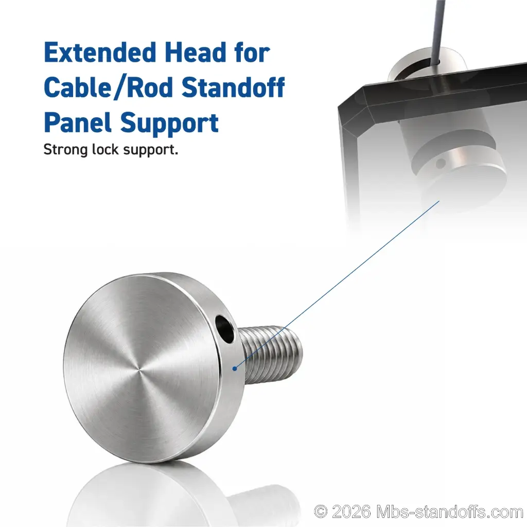 Extended Head with Locking Cap for Cable and Rod Standoff Systems (M5 thread for the head)