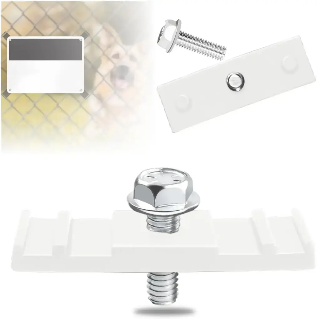 White LinKlip Chain Link Fence Sign Mounts with 5/16-18 Flange Bolt - 3/8" Hole Required