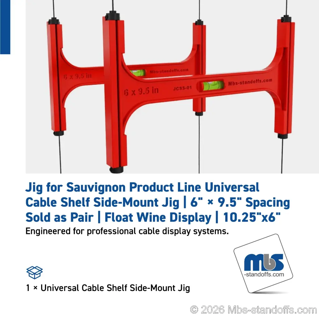 Universal Cable Shelf Side-Mount Jig | 6" × 9.5" Spacing | Sold as Pair | Float Wine Display | 10.25"x6"