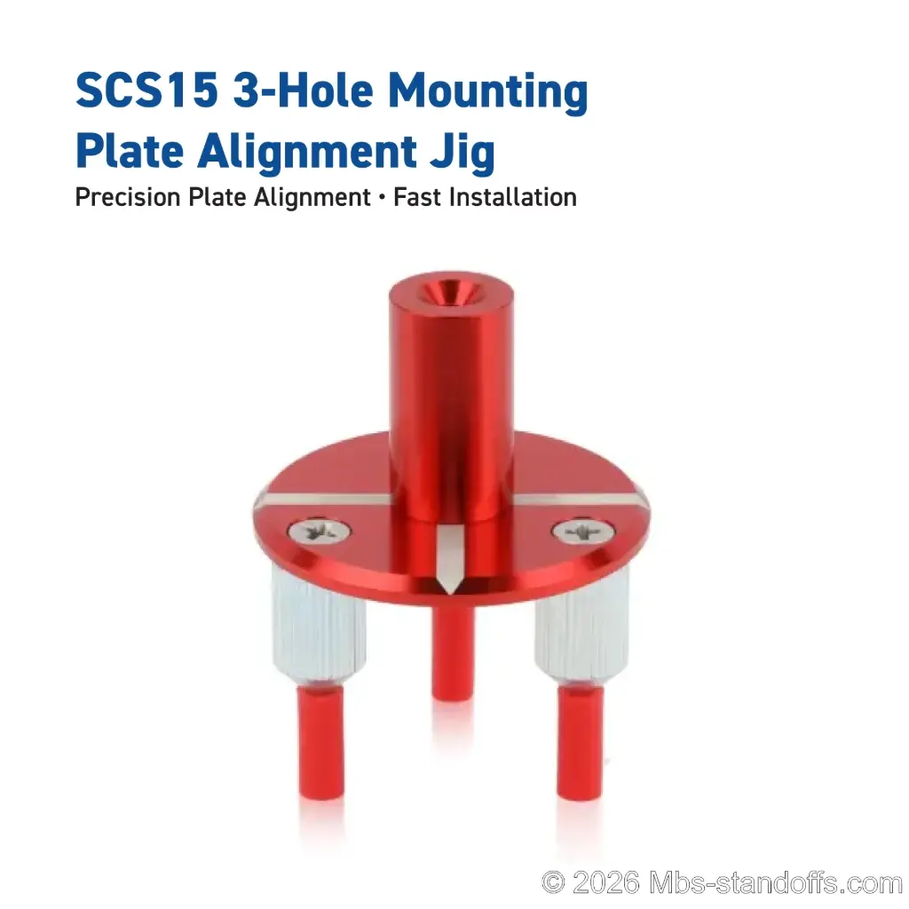 SCS15 3-Hole Mounting Plate Alignment Jig | Red Anodized Aluminum | Float Wine Display System