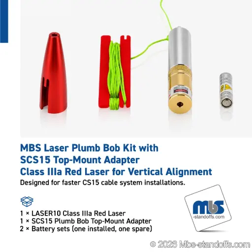 [LASER10-SCS15] MBS Laser Plumb Bob Kit with SCS15 Top-Mount Adapter | Class IIIa Red Laser for Vertical Alignment