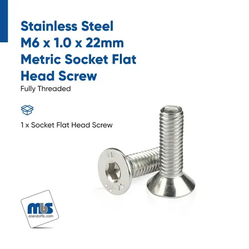 Metric Socket Flat Head Screw, Stainless Steel 18-8 (A2), Corrosion Resistant Machine Bolt
