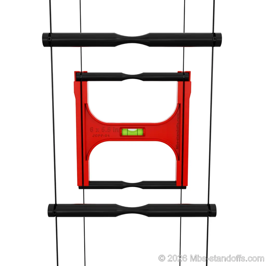 Single-Bottle Peg Front Installation Jig for 1/16" Cable | 6.5"x6.5" Spacing | Float Wine Display | 6.5"x6.5"