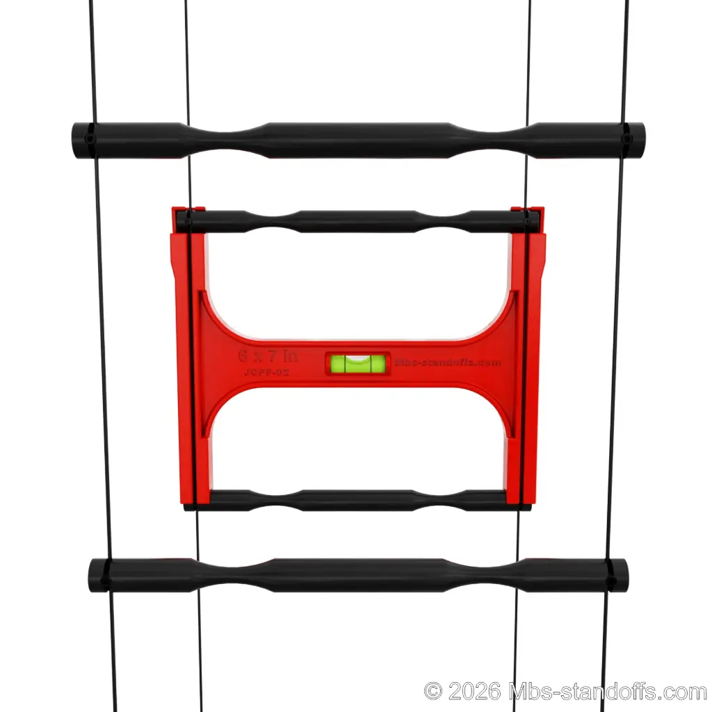 Double-Bottle Peg Front Installation Jig for 1/16" Cable | 8x6.5" Spacing | Float Wine Display | 8x6.5"