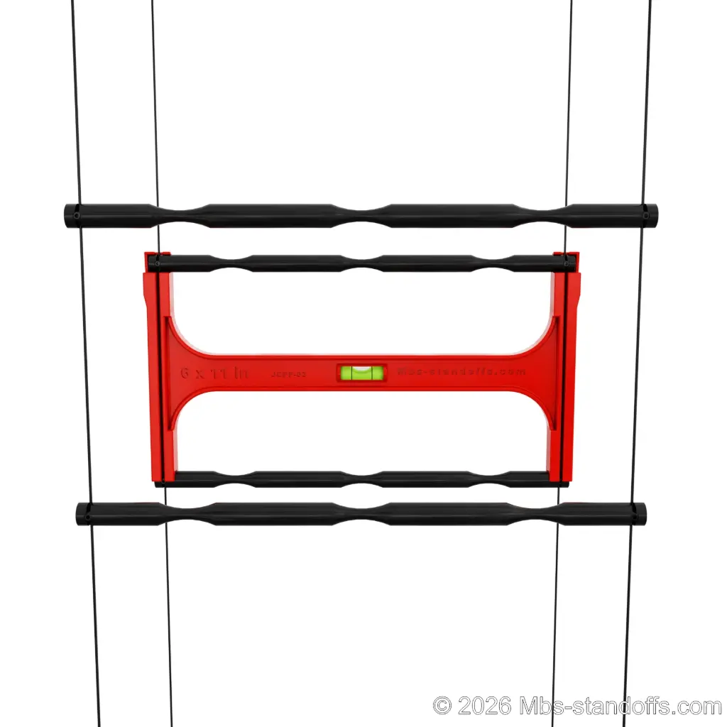 Triple-Bottle Peg Front Installation Jig for 1/16" Cable | 12"x6.5" Spacing | Float Wine Display | 12"x6.5"