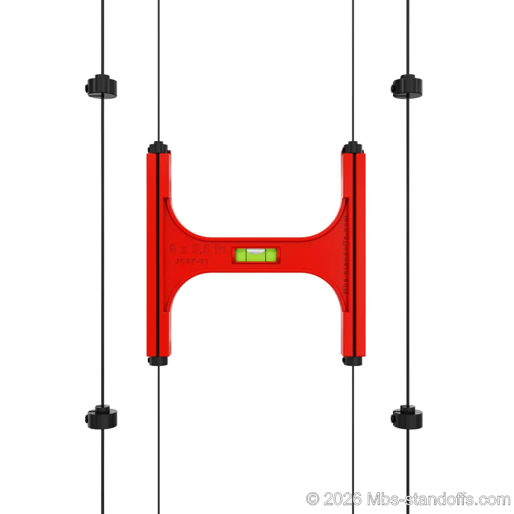 Single-Bottle Shelf Front Installation Jig for 1/16" Cable | 6" Spacing | Float Wine Display | 6.25"x6"