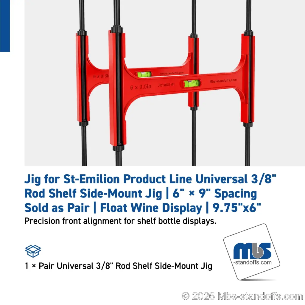 Universal 3/8" Rod Shelf Side-Mount Jig | 6" × 9" Spacing | Sold as Pair | Float Wine Display | 9.75"x6"