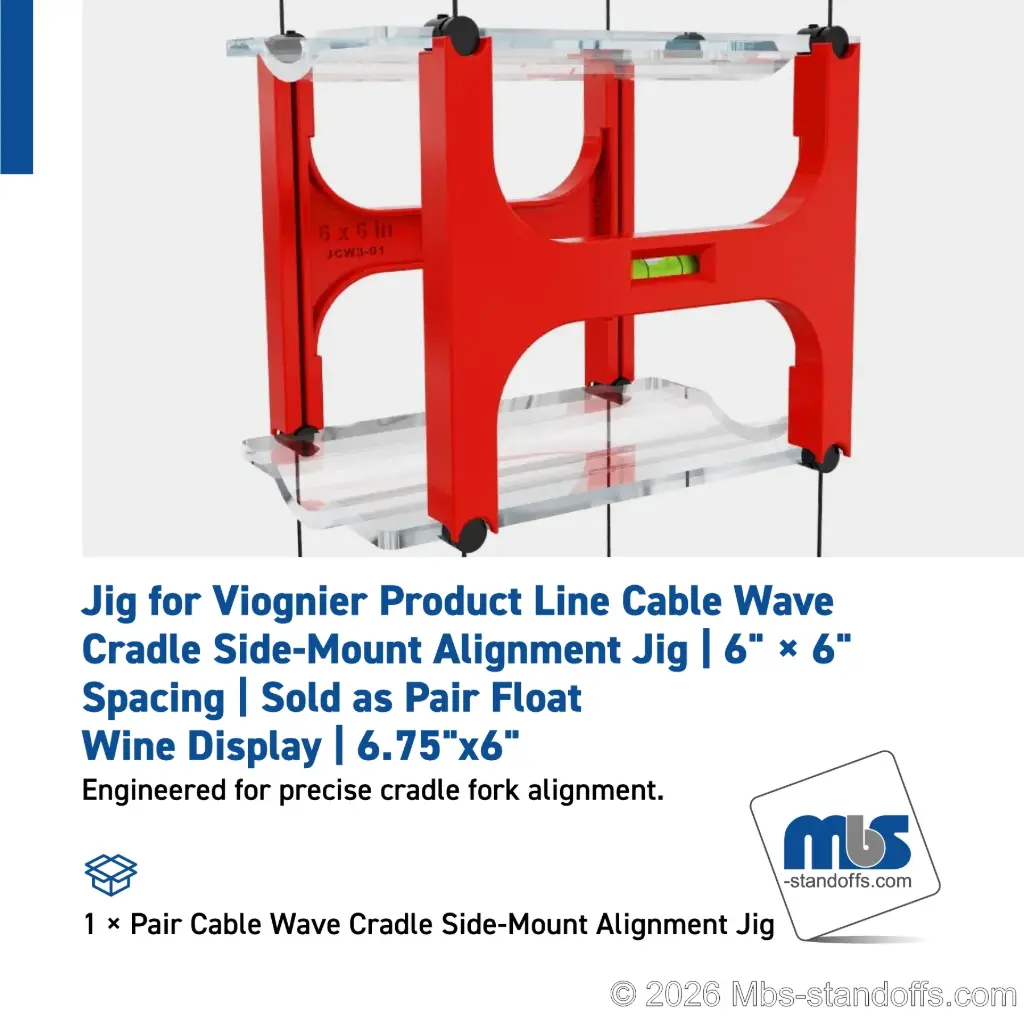 Cable Wave Cradle Side-Mount Alignment Jig | 6" × 6" Spacing | Sold as Pair | Float Wine Display | 6.75"x6"
