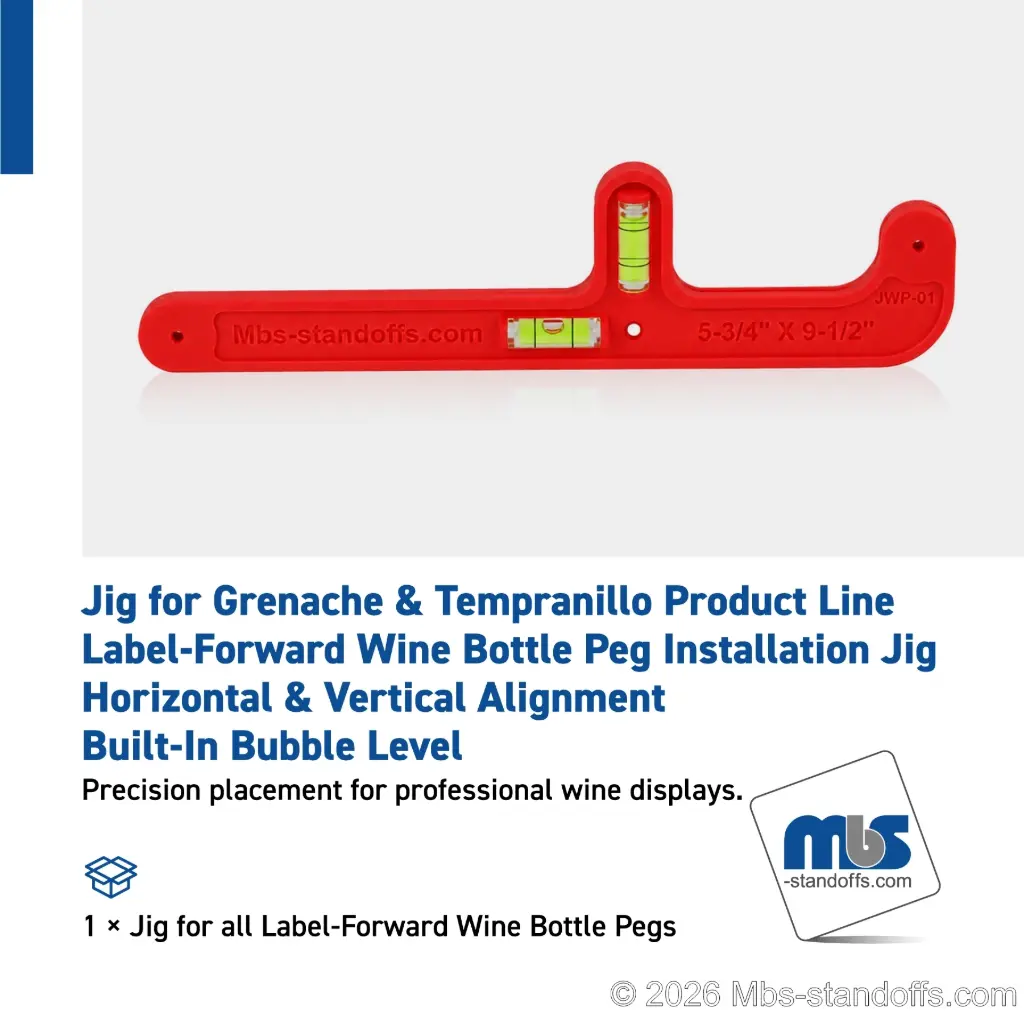 Label-Forward Wine Bottle Peg Installation Jig | Horizontal & Vertical Alignment | Built-In Bubble Level