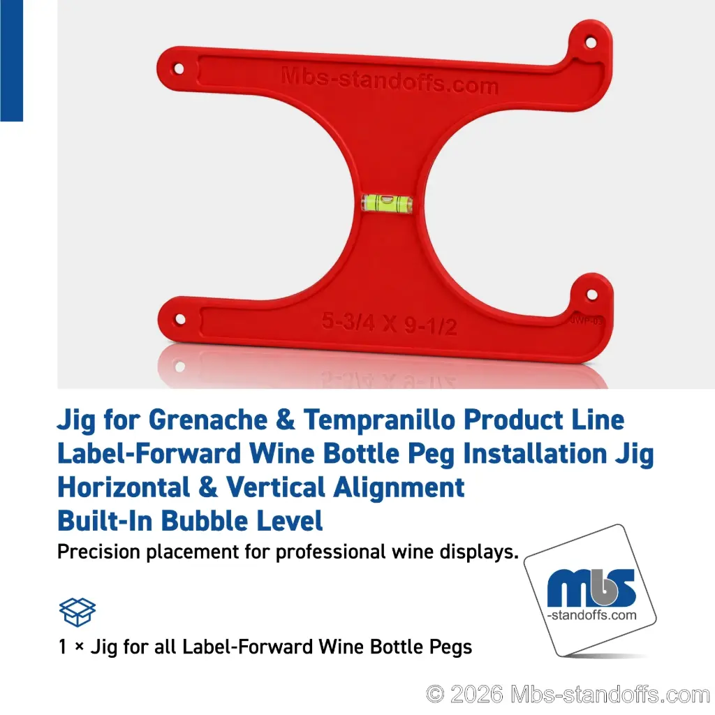 Label-Forward Wine Bottle Peg Installation Jig | Horizontal & Vertical Alignment | Built-In Bubble Level