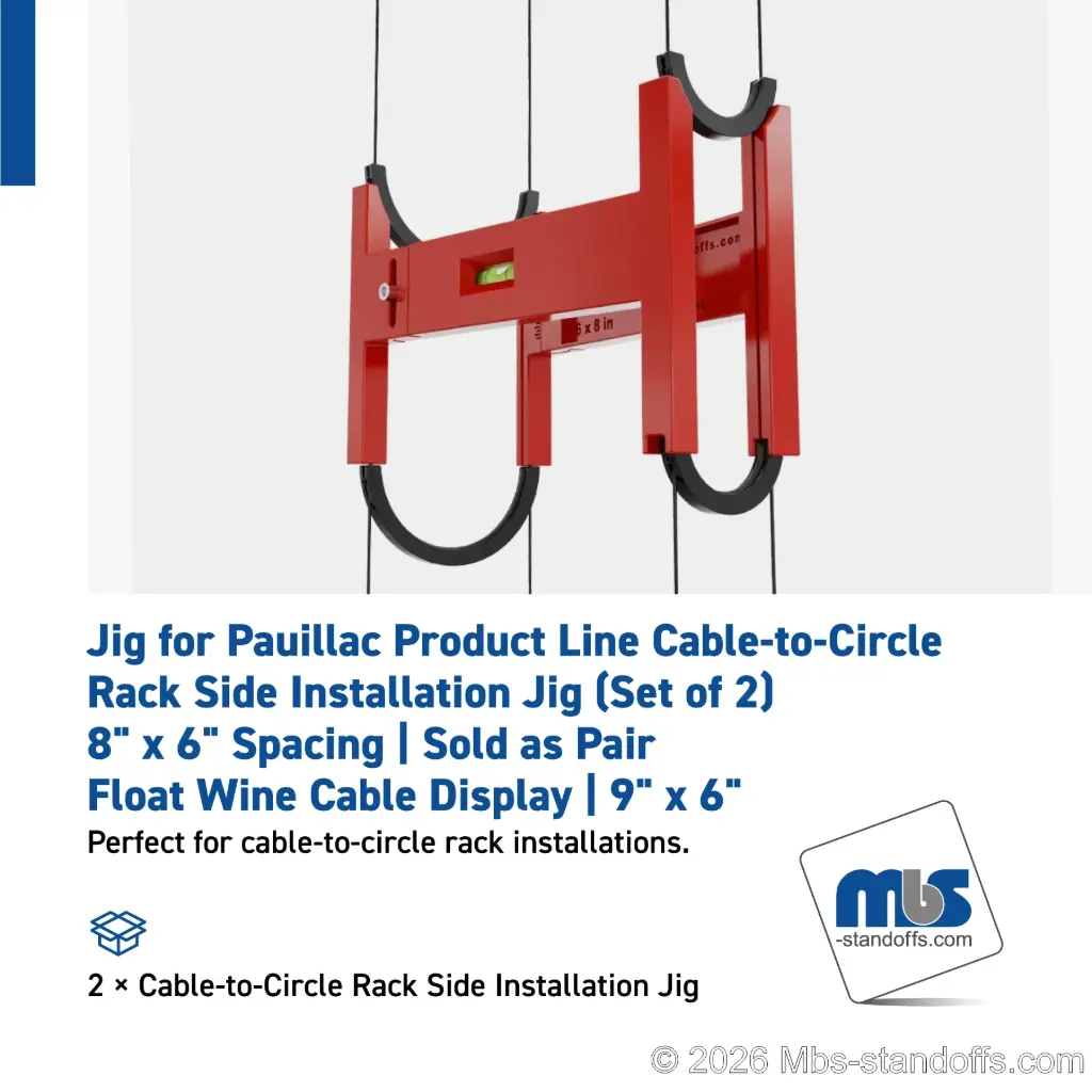 Cable-to-Circle Rack Side Installation Jig (Set of 2) | 8" x 6" Spacing  |Sold as Pair | Float Wine Cable Display | 9" x 6"