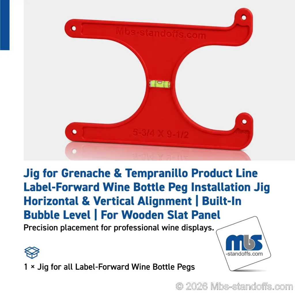 Label-Forward Wine Bottle Peg Installation Jig | Horizontal & Vertical Alignment | Built-In Bubble Level | For Wooden Slat Panel