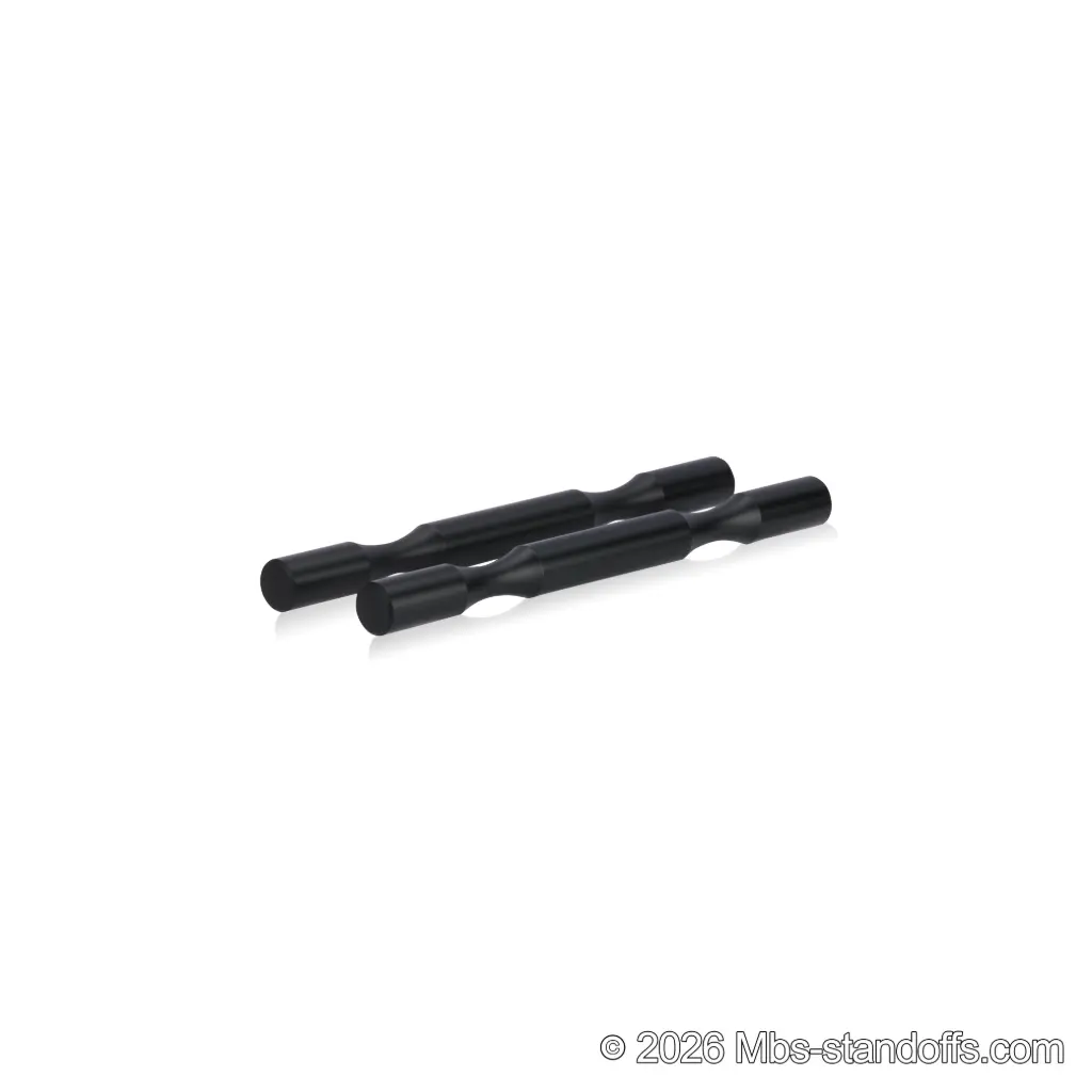 Grenache Wine Wall Peg - Label-Forward 2-Bottle, 6-1/2" Length x 5/8" Diameter, Aluminum Matte Black Anodized (Set of 2)