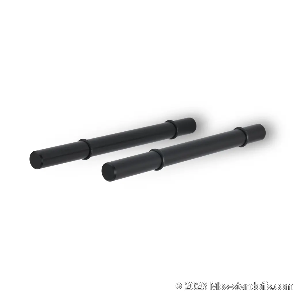 Tempranillo Wine Wall Peg - Cork-Forward 1-Bottle with O-Ring, 7" Length x 1/2" Diameter, Aluminum Matte Black Anodized (Set of 2)