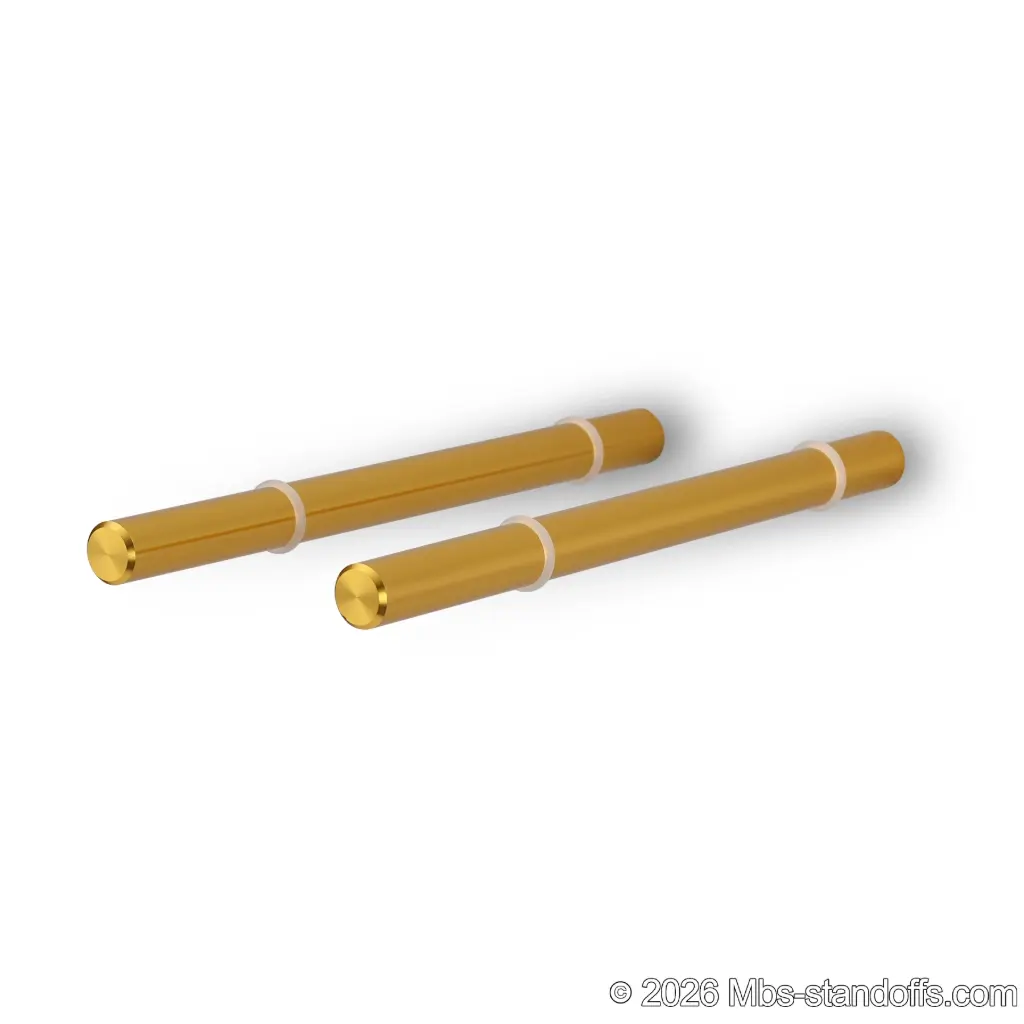 Tempranillo Wine Wall Peg - Cork-Forward 1-Bottle with O-Ring, 7" Length x 1/2" Diameter, Aluminum Gold Anodized (Set of 2)