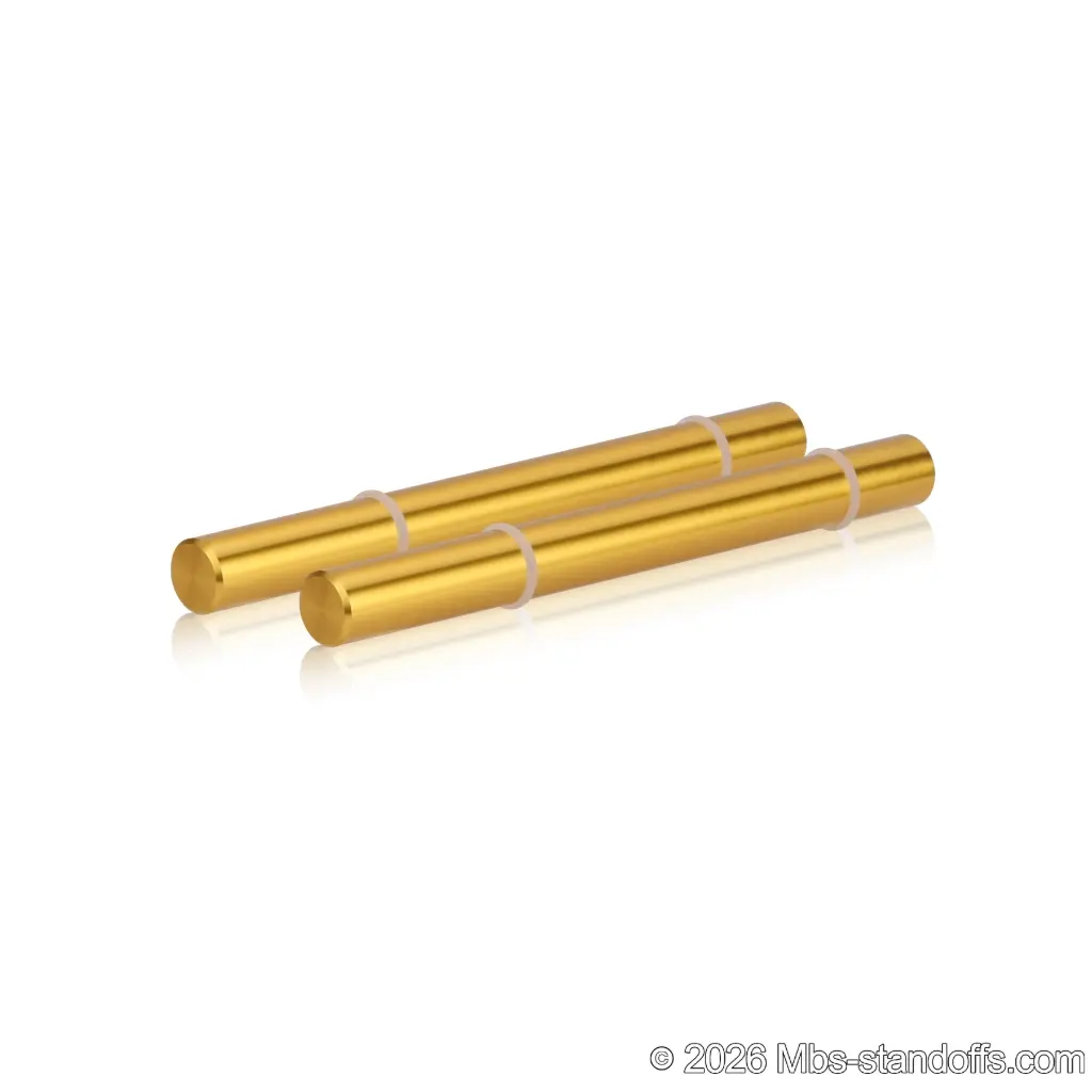 Tempranillo Wine Wall Peg - Cork-Forward 1-Bottle with O-Ring, 7" Length x 5/8" Diameter, Aluminum Gold Anodized (Set of 2)
