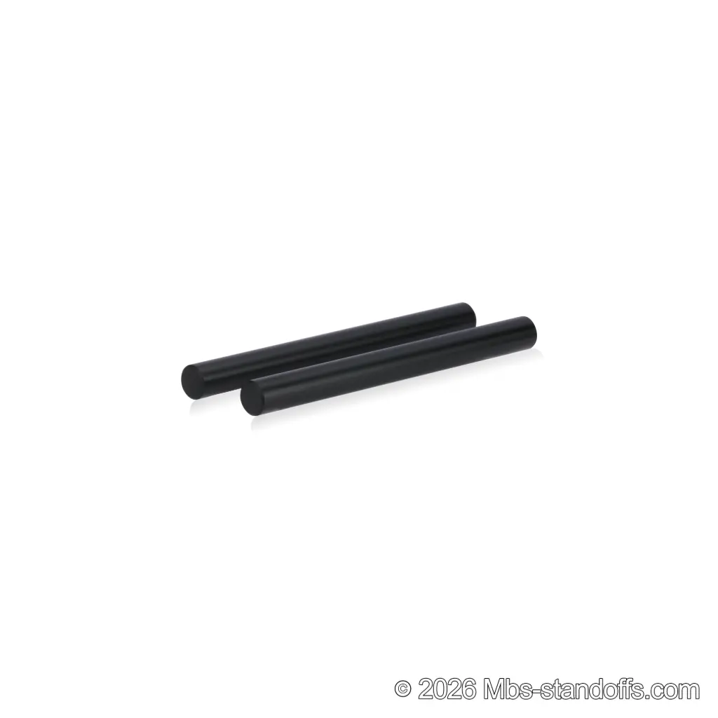 Tempranillo Wine Wall Peg - Cork-Forward 1-Bottle, 7" Length x 5/8" Diameter, Aluminum Matte Black Anodized (Set of 2)