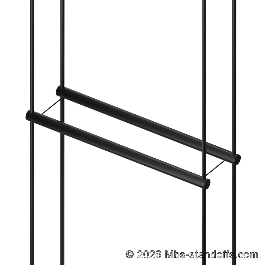 Roussanne Horizontal Wine Peg - 1-Bottle, 12-1/2" Length x 5/8" Diameter, Aluminum Matte Black Anodized (Set of 2)