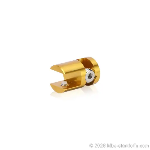 [CFL85R3G] Left-Side Wine Cradle Fork - 5/16" Flat Cradle, Fits 1/4" Rod, Aluminum Gold Anodized