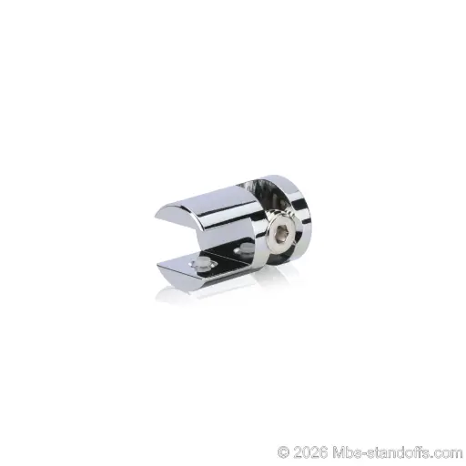 [CFL85R3CP] Left-Side Wine Cradle Fork - 5/16" Flat Cradle, Fits 1/4" Rod, Aluminum Chrome Mirror Electroplated