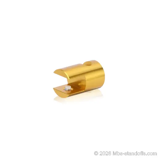 [CFR85R3G] Right-Side Wine Cradle Fork - 5/16" Flat Cradle, Fits 1/4" Rod, Aluminum Gold Anodized