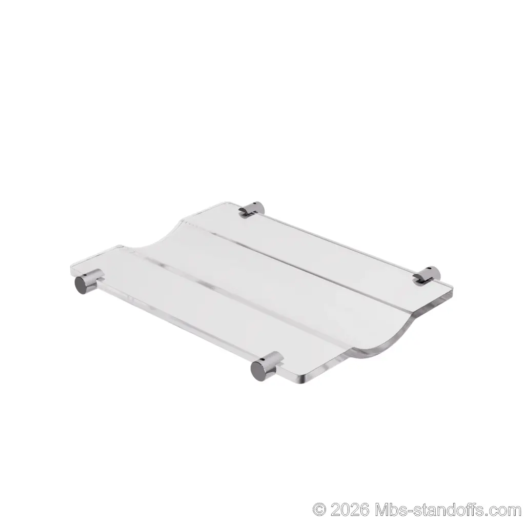The Viognier Collection 1-Bottle Wave Acrylic Cradle - Chrome Mirror Electroplated Forks for 1/16" Cable | Floating Wine Cable Display System
