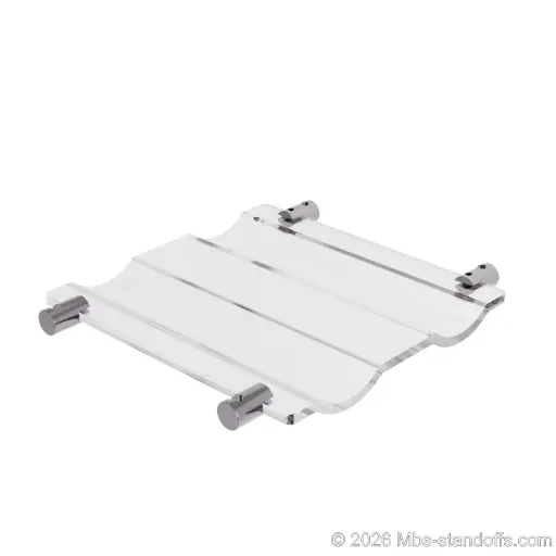 [CW02CP] The Viognier Collection 2-Bottles Wave Acrylic Cradle - Chrome Mirror Electroplated Forks for 1/16" Cable | Floating Wine Cable Display System