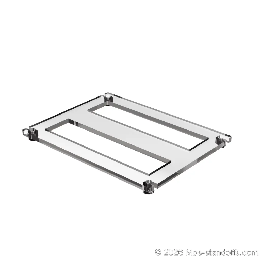 The Sauvignon Collection 2-bottles Flat Acrylic Cradle - Matte Black Anodized Forks for 1/16" Cable | Floating Wine Cable Display System