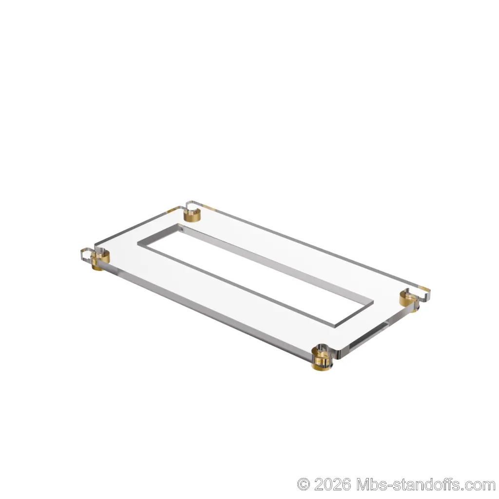The Sauvignon Collection 1-Bottle Flat Acrylic Cradle - Champagne Anodized Forks for 1/16" Cable | Floating Wine Cable Display System