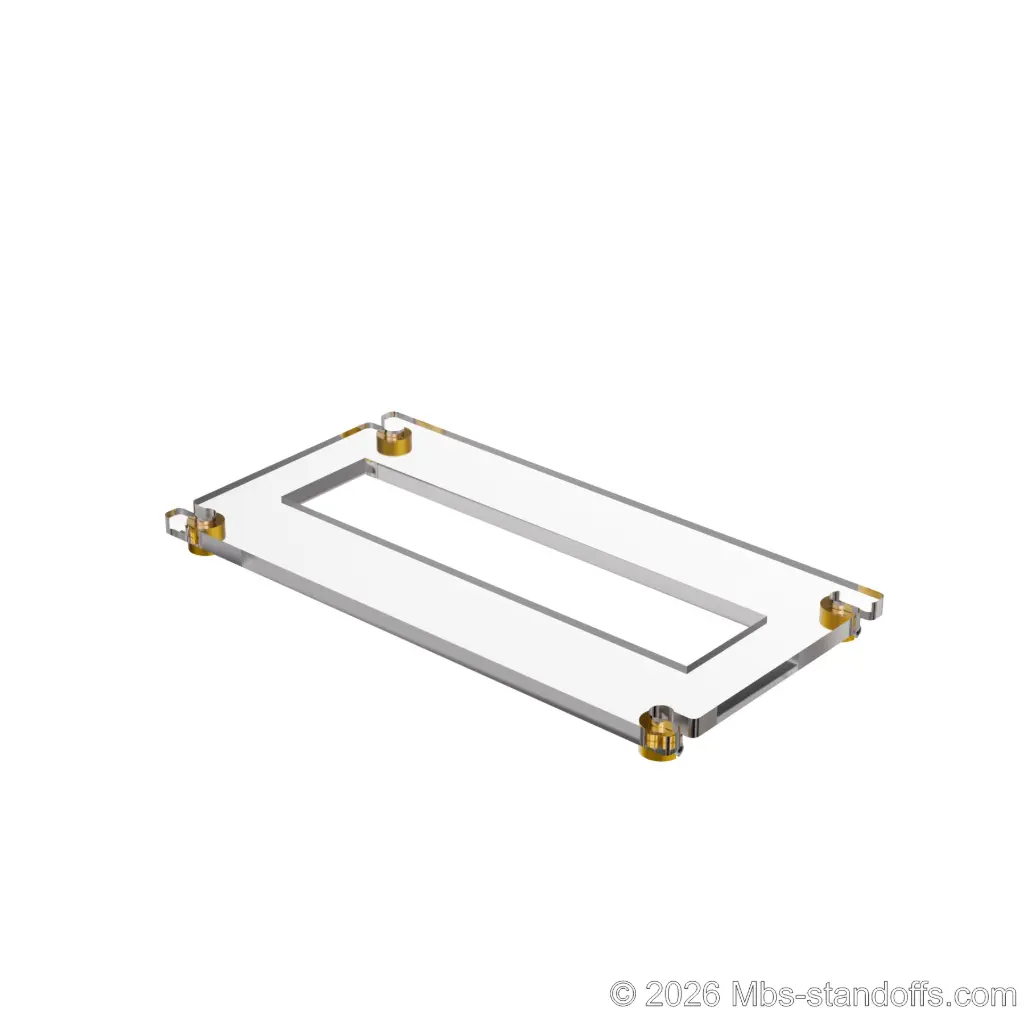 The Sauvignon Collection 1-Bottle Flat Acrylic Cradle - Gold Anodized Forks for 1/16" Cable | Floating Wine Cable Display System