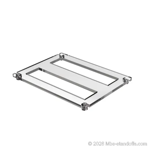 [CF02CCP] The Sauvignon Collection 2-bottles Flat Acrylic Cradle - Chrome Mirror Electroplated Forks for 1/16" Cable | Floating Wine Cable Display System