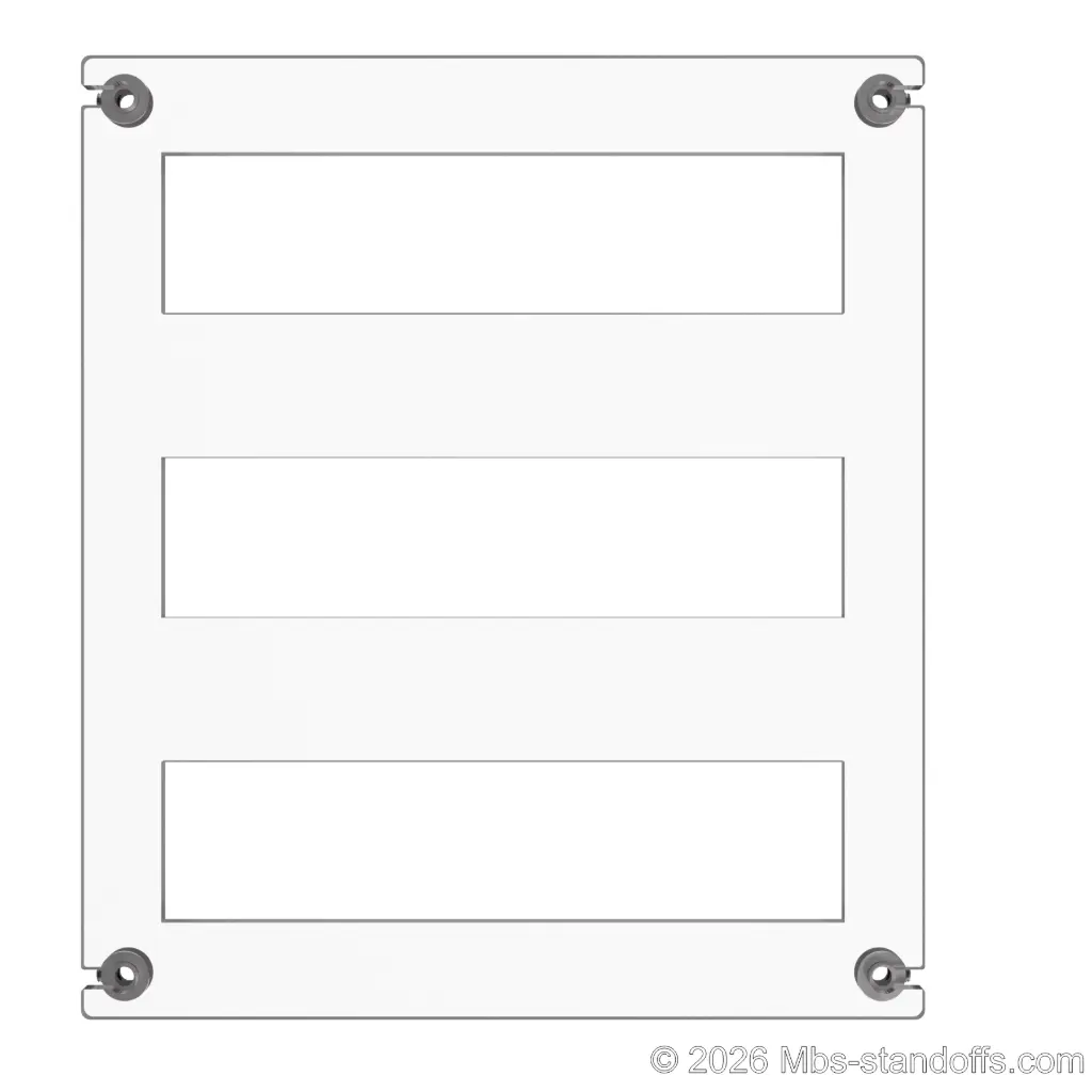 The Chablis Collection 3-bottles Flat Acrylic Cradle - Satin Brushed Forks for 1/4" Rod | Floating Wine Cable Display System