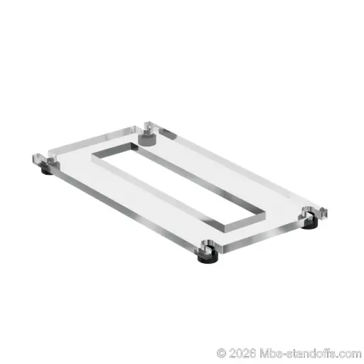 [CF01R10MB] The Sauvignon Collection 1-Bottle Flat Acrylic Cradle - Matte Black Anodized Forks for 3/8" Rod | Floating Wine Cable Display System