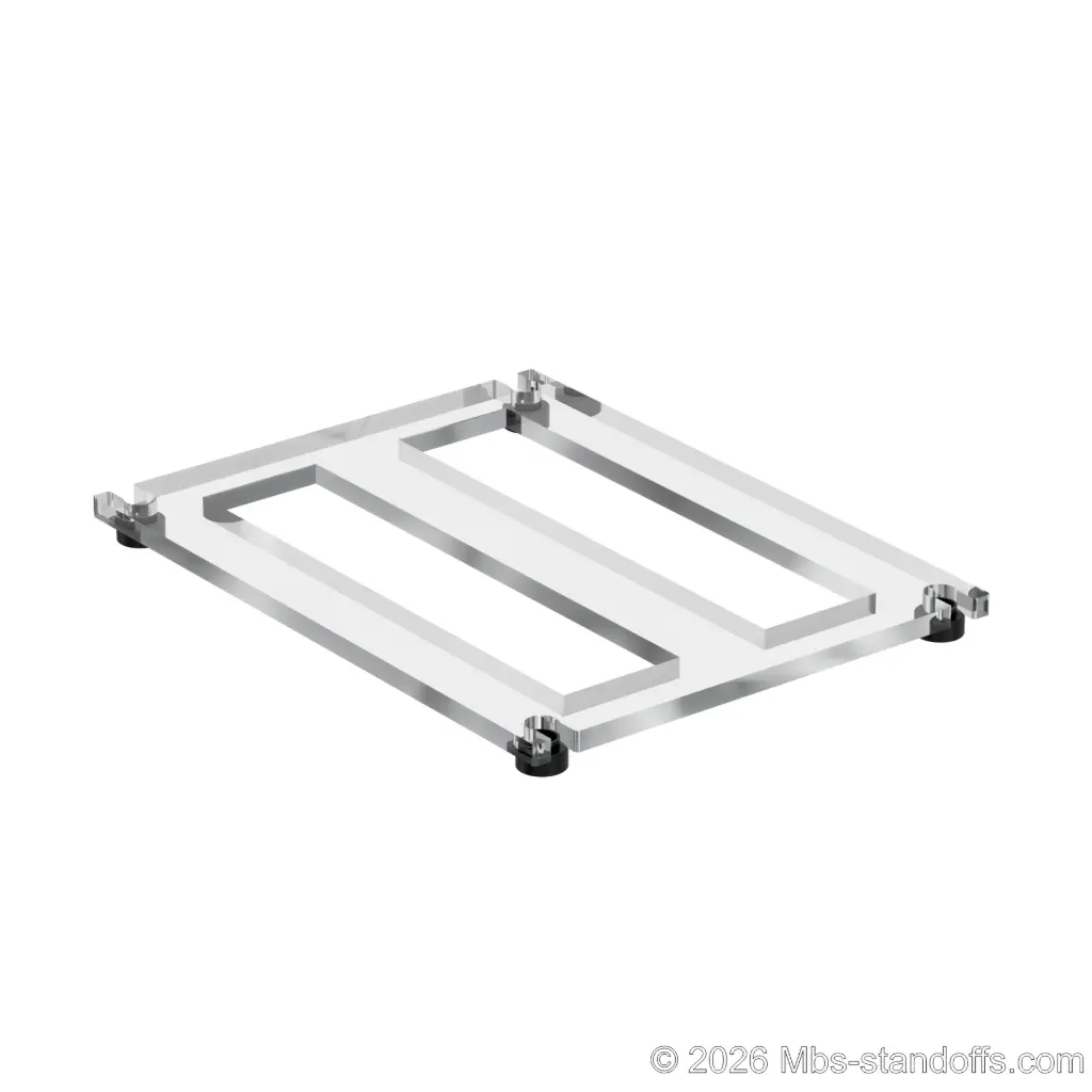 The St-Émilion Collection 2-bottles Flat Acrylic Cradle - Matte Black Anodized Forks for 3/8" Rod | Floating Wine Cable Display System