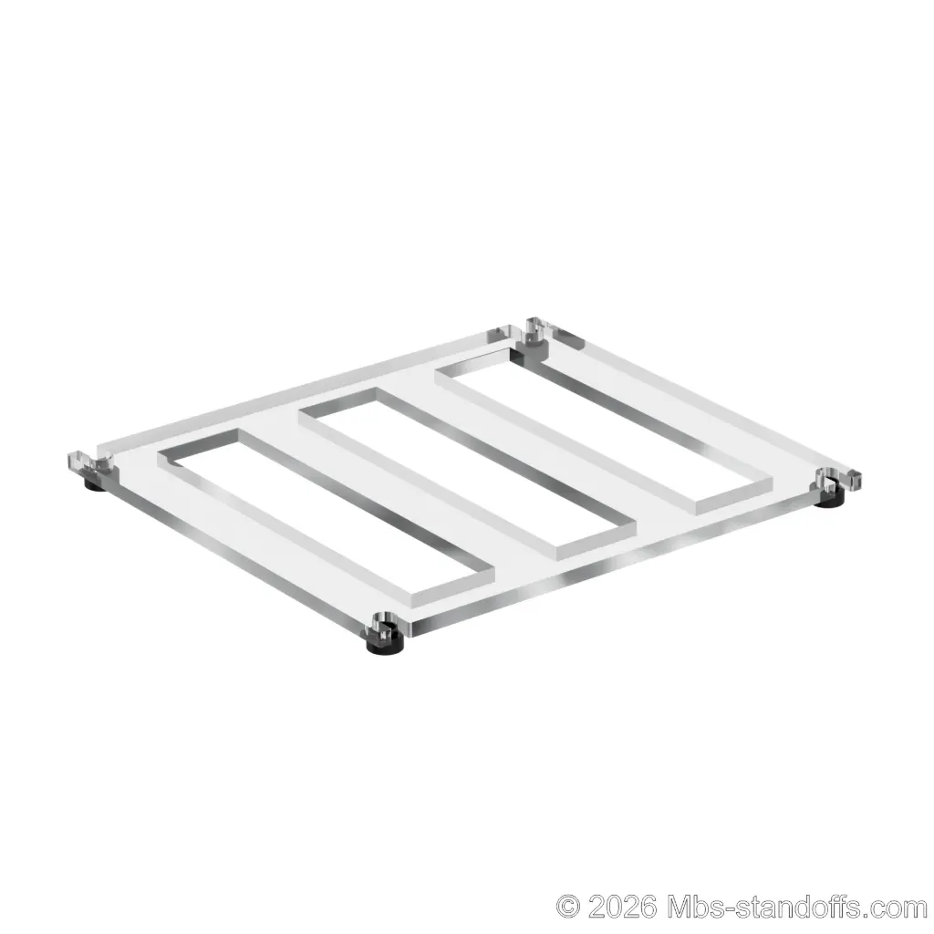 The St-Émilion Collection 3-bottles Flat Acrylic Cradle - Matte Black Anodized Forks for 3/8" Rod | Floating Wine Cable Display System