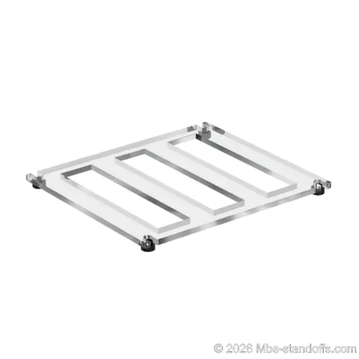 [CF03R10MB] The Sauvignon Collection 3-bottles Flat Acrylic Cradle - Matte Black Anodized Forks for 3/8" Rod | Floating Wine Cable Display System