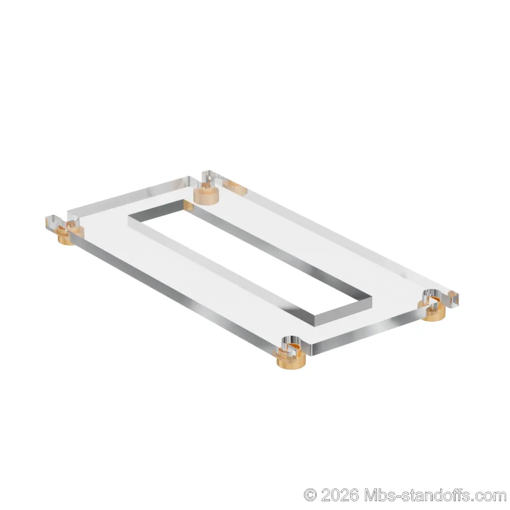 The St-Émilion Collection 1-Bottle Flat Acrylic Cradle - Champagne Anodized Forks for 3/8" Rod | Floating Wine Cable Display System