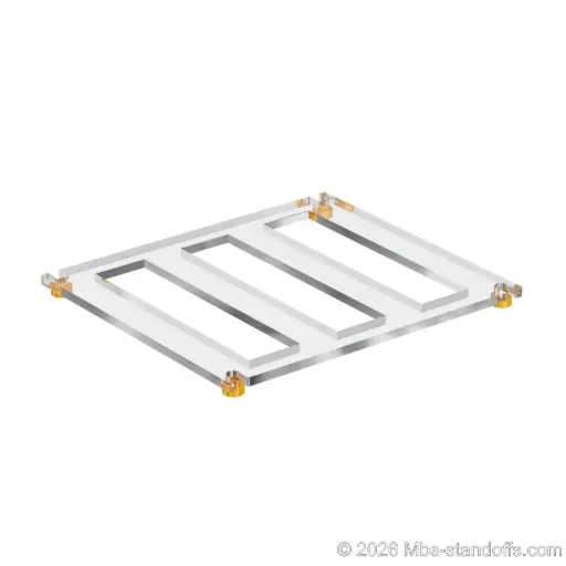 [CF03R10G] The Sauvignon Collection 3-bottles Flat Acrylic Cradle - Gold Anodized Forks for 3/8" Rod | Floating Wine Cable Display System