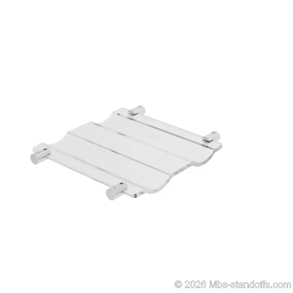 The Rhone Collection 2-Bottles Wave Acrylic Cradle - Clear Anodized Forks for 1/4" rod | Floating Wine rod display System