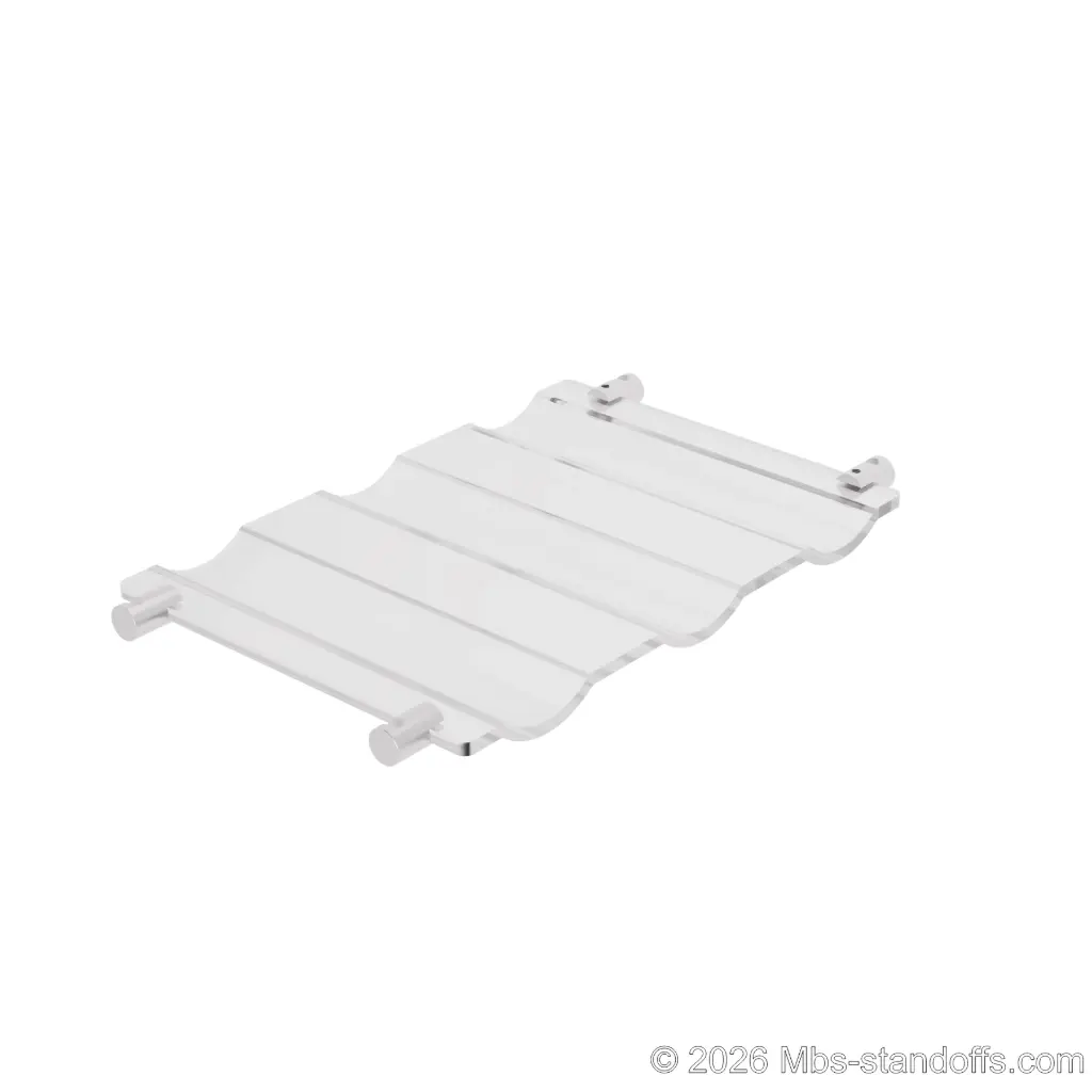 The Rhone Collection 3-Bottles Wave Acrylic Cradle - Clear Anodized Forks for 1/4" rod | Floating Wine rod display System