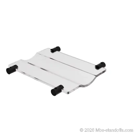 [CW01RMB] The Rhone Collection 1-Bottle Wave Acrylic Cradle - Matte Black Anodized Forks for 1/4" Rod | Floating Wine Rod Display System