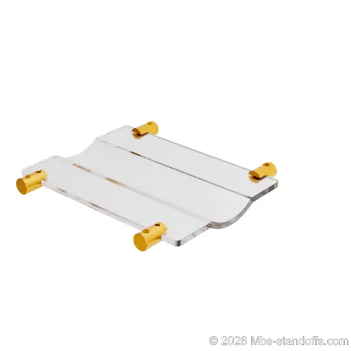 [CW01RG] The Rhone Collection 1-Bottle Wave Acrylic Cradle - Gold Anodized Forks for 1/4" Rod | Floating Wine Rod Display System