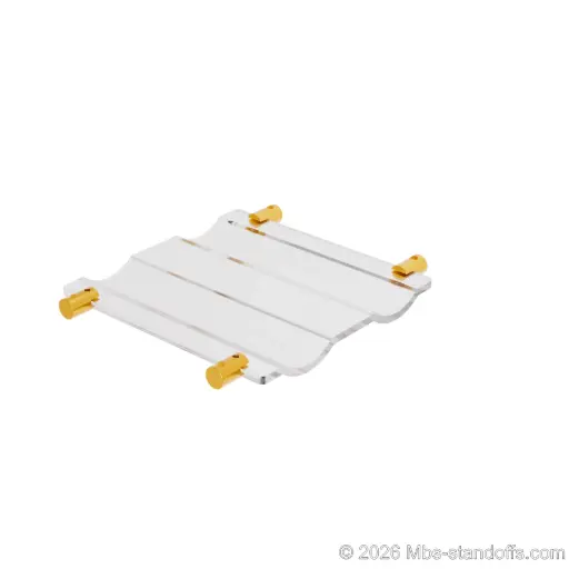 [CW02RG] The Rhone Collection 2-Bottles Wave Acrylic Cradle - Gold Anodized Forks for 1/4" Rod | Floating Wine Rod Display System